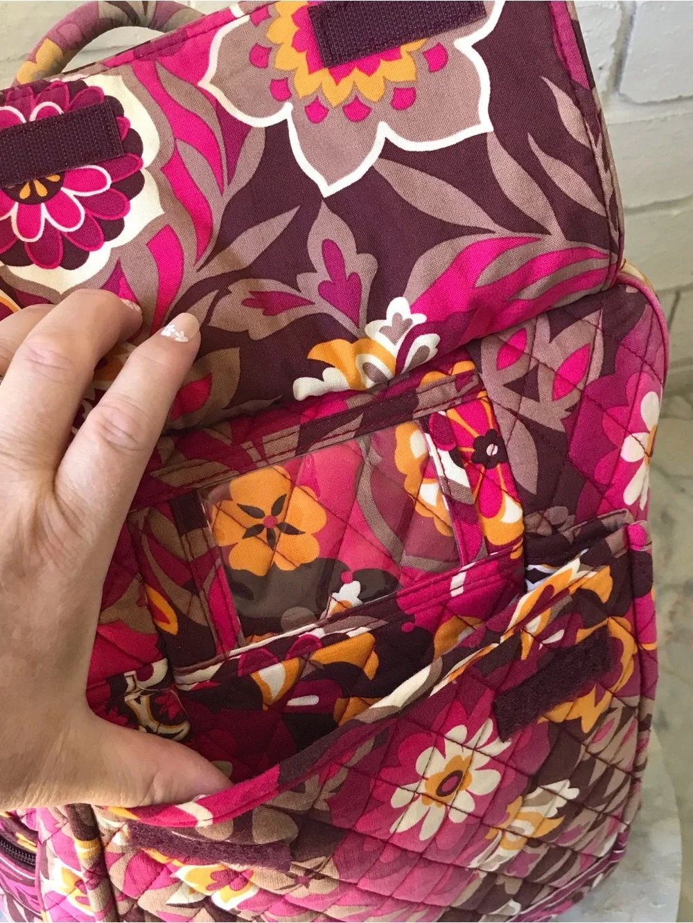 Vera Bradley Carnaby Large Backpack Pink Floral Quilted
